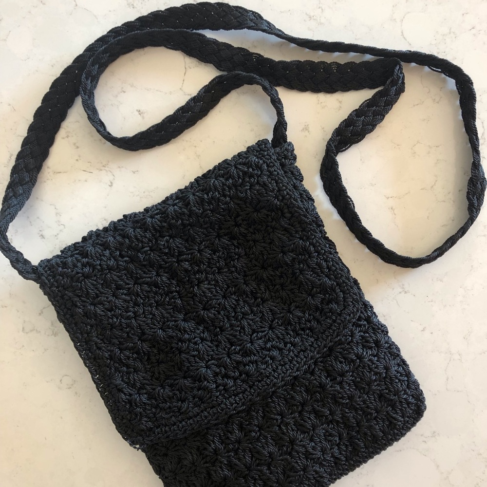 Black crocheted Crossbody bag
